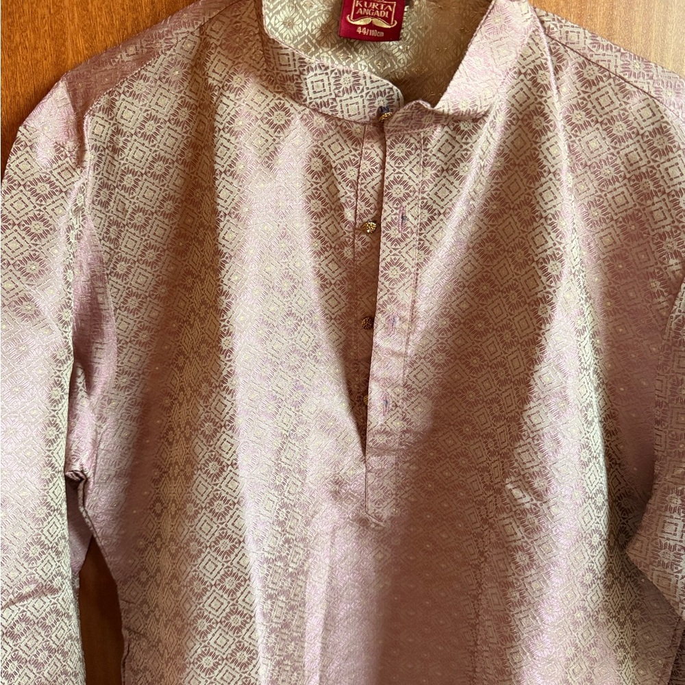 Stylish Silk blend Pink Patterned Men's Kurta